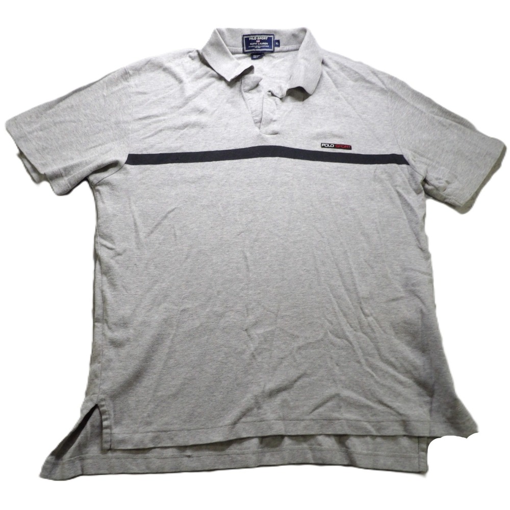VTG 90s Polo Sport Ralph Lauren Gray Magnetic Collar Shirt Men XL Logo Casual LE